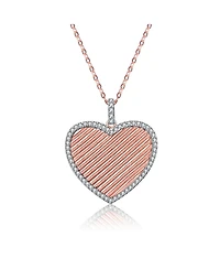 Sterling Silver 18K Rose Gold Plated Heart Pendant Necklace