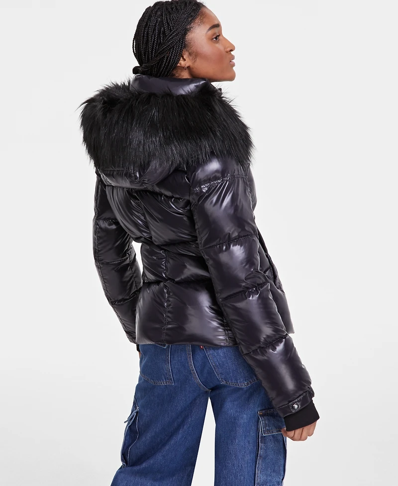 S13 Women's Hooded Allie Faux-Fur-Trim Hooded Puffer Coat