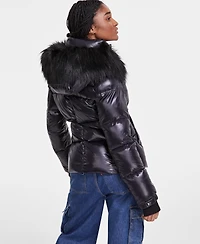 S13 Women's Hooded Allie Faux-Fur-Trim Hooded Puffer Coat