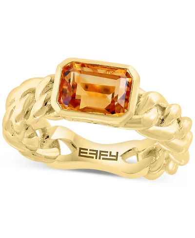 Effy Citrine Chain Link Statement Ring (1-1/2 ct. t.w.) in Gold-Plated Sterling Silver