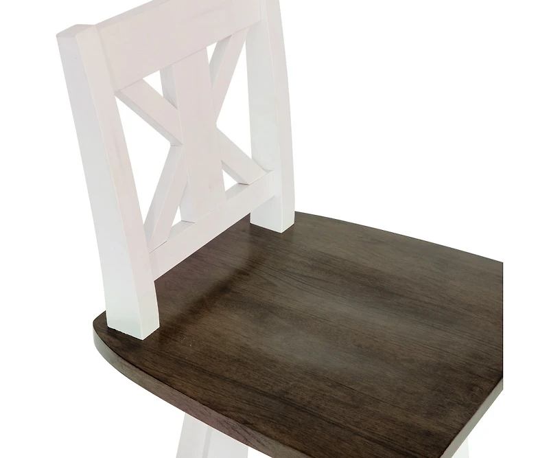 Luther Wooden Modern Farmhouse Swivel Dining Stool With Decorative Carved Back