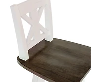 Luther Wooden Modern Farmhouse Swivel Dining Stool With Decorative Carved Back