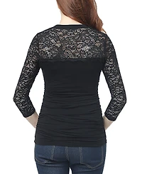 kimi + kai Maternity Peyton Lace Trim Top