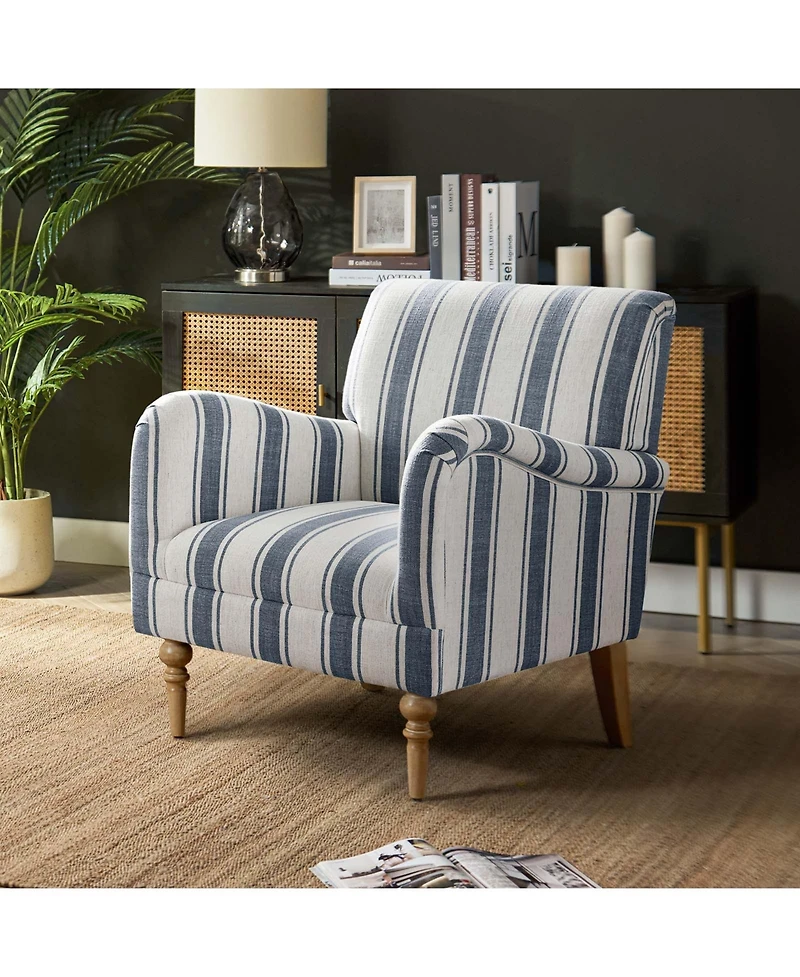 Erdahl Contemporary Arm Chair Stripe with wooden legs