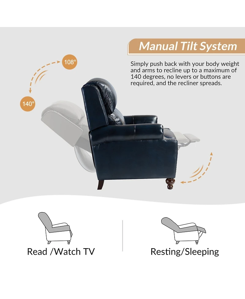 Franco Genuine Leather Manual Recliner