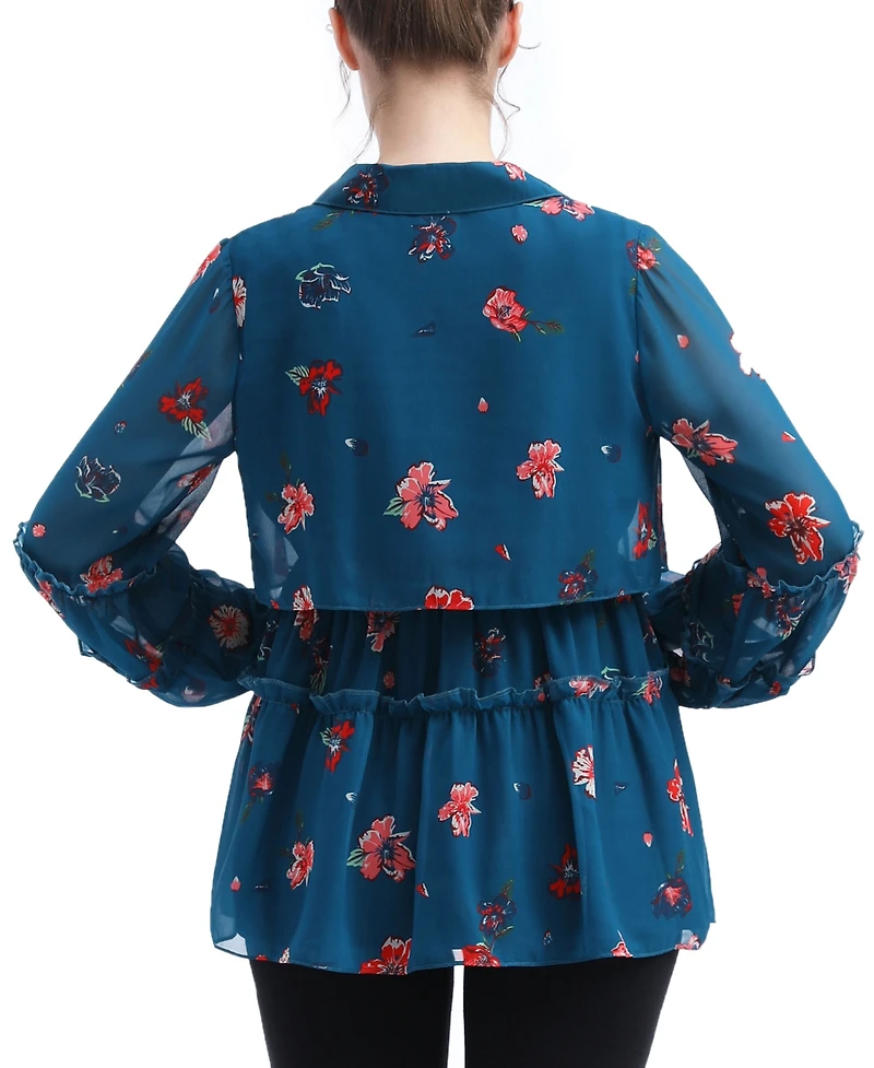 kimi + kai Maternity Floral Print Nursing Blouse