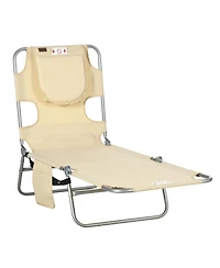 Outsunny Folding Outdoor Lounge w/ Face Hole, 5-level Recline,