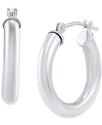 Polished Thin Tube Hoop Earrings (3mm) 14k Gold (18mm)