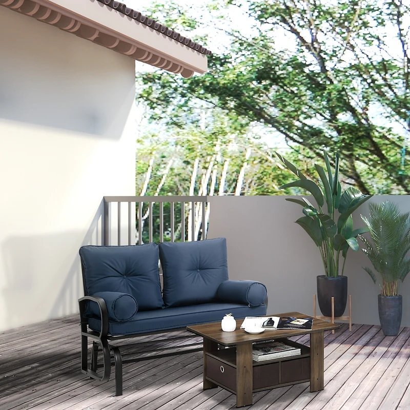 Outsunny Outdoor Rocking Loveseat, Patio Glider Bench, Cushions, Pillows,