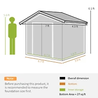 Outsunny 7' x 4' Outdoor Galvanized Metal Garden Storage Shed, Light