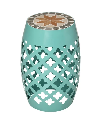 Outsunny 12" Patio Round Stool Outdoor Footstool Garden Mosaic Side Table,