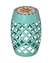 Outsunny 12" Patio Round Stool Outdoor Footstool Garden Mosaic Side Table,