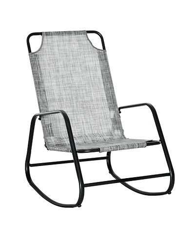 Outsunny Garden Rocking Chair, Patio Sling Fabric Single Rocker,