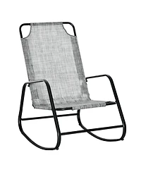 Outsunny Garden Rocking Chair, Patio Sling Fabric Single Rocker,