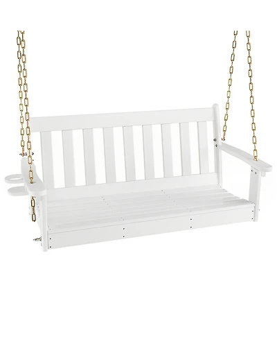 Sugift 54 Inch Hdpe Patio Porch Swing with Cup Holder