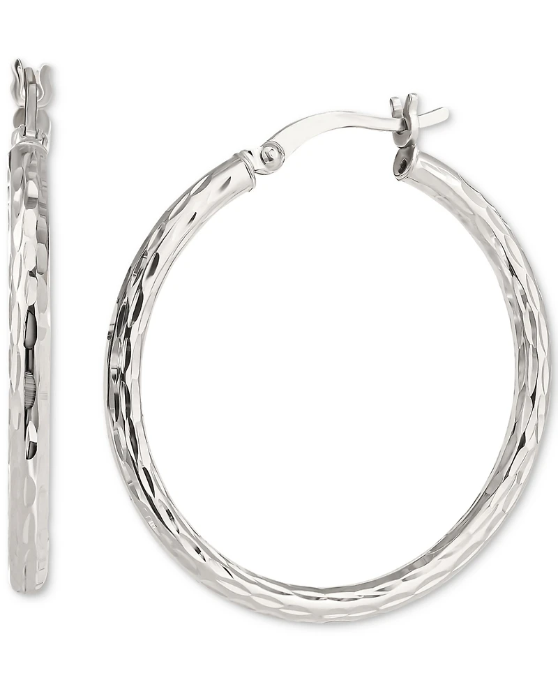 Giani Bernini 2-Pc. Set Textured Medium Hoop Earrings & Matching Bangle Bracelet in Sterling Silver, Created for Macy's