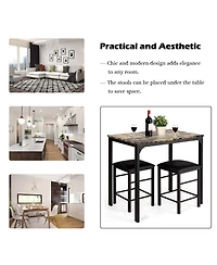 Sugift 3 Pieces Dining Table Set with Faux Marble Tabletop and 2 Chairs