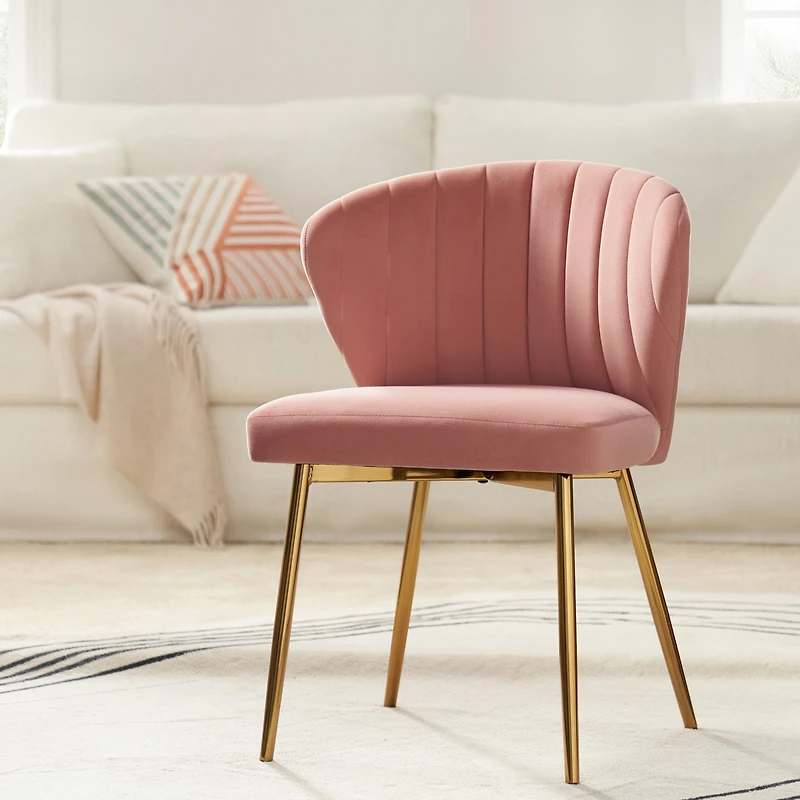 Aruna Velvet Side Chair with Metal Legs