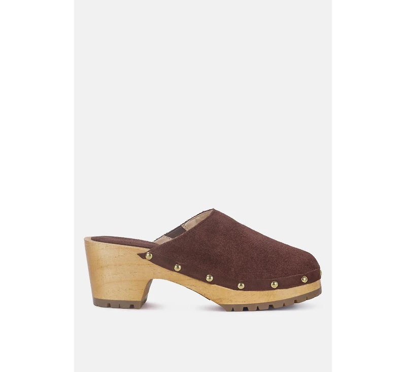 Cedrus Womens Fine Suede Studded Mules