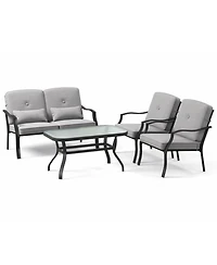 Sugift 4 Pieces Outdoor Conversation Set with Seat Back Cushions and Waist Pillows