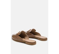 begonia buckled faux leather mules