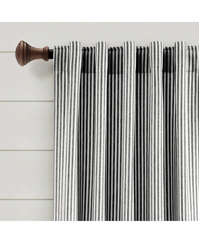 Lush Decor Farmhouse Vintage Stripe Yarn Dyed Cotton Back Tab/Rod Pocket Window Curtain Panels