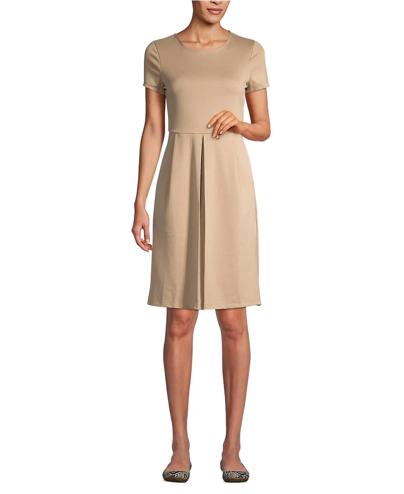 Lands' End Women's School Uniform Short Sleeve Ponte Dress Top of Knee