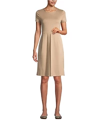 Lands' End Women's School Uniform Short Sleeve Ponte Dress Top of Knee
