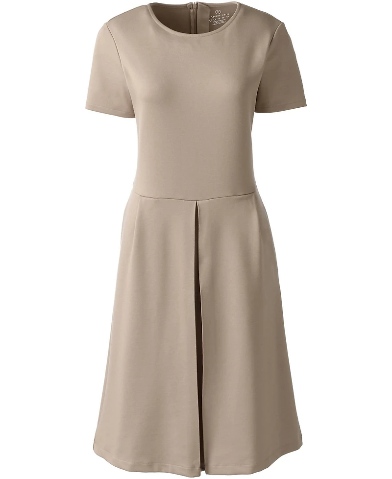 Lands' End Women's School Uniform Short Sleeve Ponte Dress Top of Knee