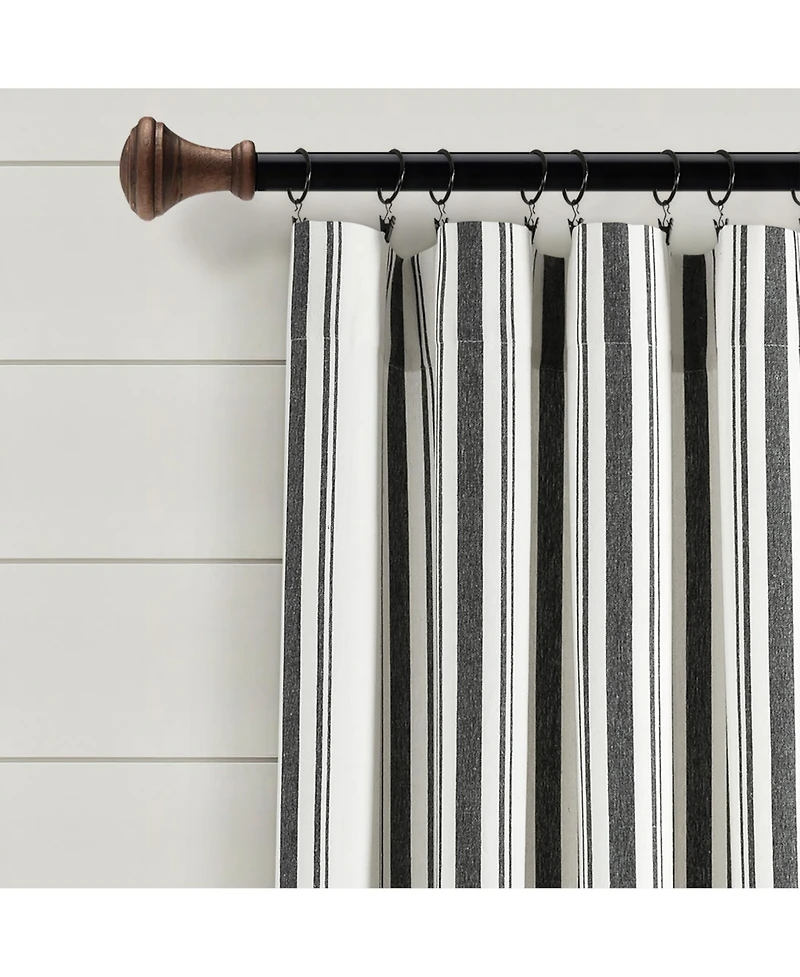 Lush Decor Farmhouse Stripe Yarn Dyed Eco-Friendly Recycled Cotton Window Curtain Panels