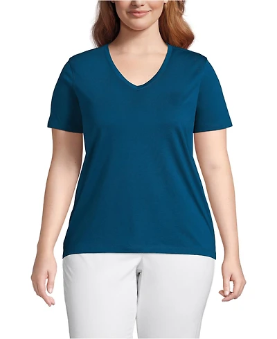 Lands' End Plus Relaxed Supima Cotton V-Neck T-Shirt