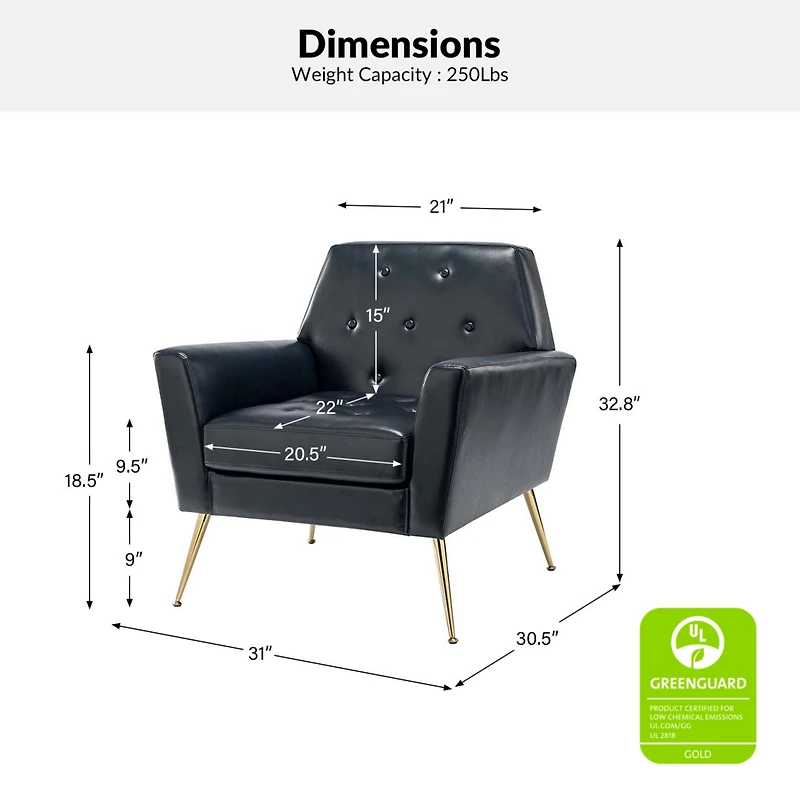 Modern Faux Leather Accent Chair for Living Room Bedroom