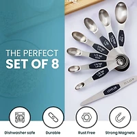 Set of 8 Stackable Magnetic Measuring Spoons with Leveler