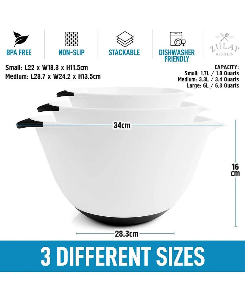 3-Pc Plastic Mixing Bowl Set