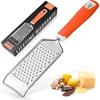 Zulay Kitchen Cheese Grater Stainless Steel - Durable Rust-Proof Metal Lemon Zester Grater With Handle