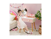 Slickblue Kids Vanity Table and Chair Set with Drawer Shelf Rabbit Mirror
