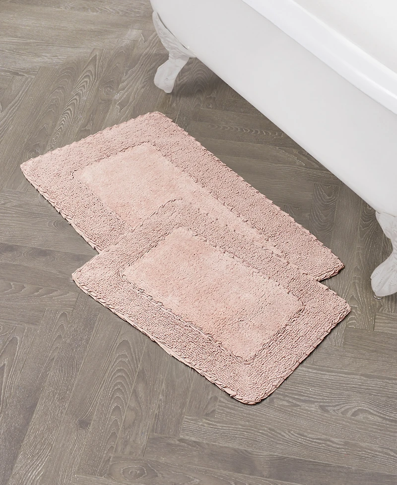 Laura Ashley Ruffle Cotton 2-Pc. Bath Rug Set