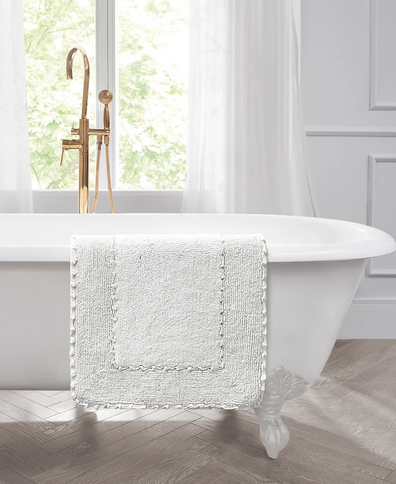 Laura Ashley Ruffle Cotton 2-Pc. Bath Rug Set
