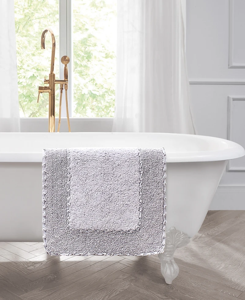 Laura Ashley Ruffled Cotton Bath Rug, 20" x 34"