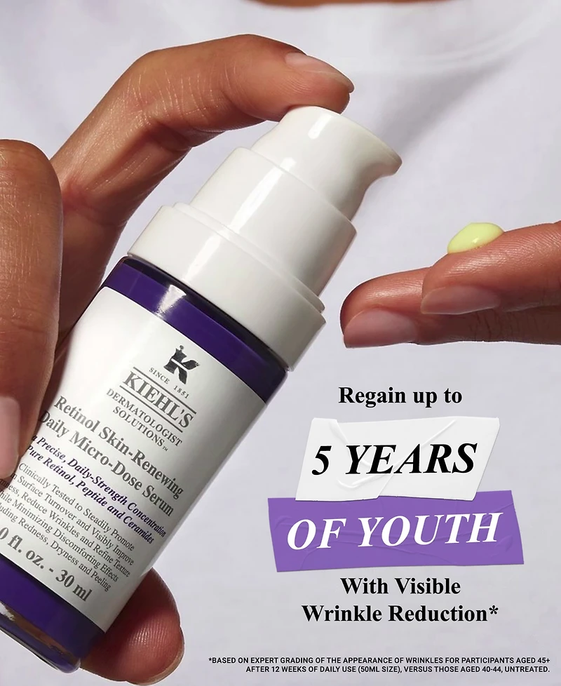 Kiehl's Since 1851 Micro-Dose Anti-Aging Retinol Serum with Ceramides and Peptide, 1.7-oz.