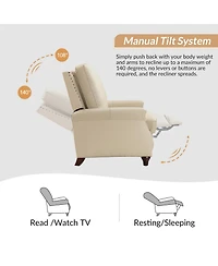 Bellino Modern Genuine Leather Recliner with Nailhead Trim