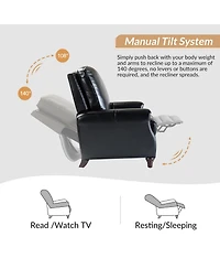 Bellino Modern Genuine Leather Recliner with Nailhead Trim