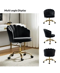 Hulala Home Woman Modern Cute Shell Back Upholstered Desk Chair for Vanity, Living Room