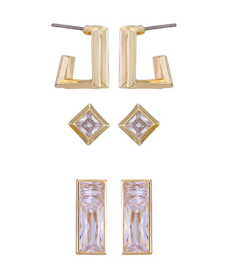 Vince Camuto Gold-Tone 3-Piece Stud Button Earrings