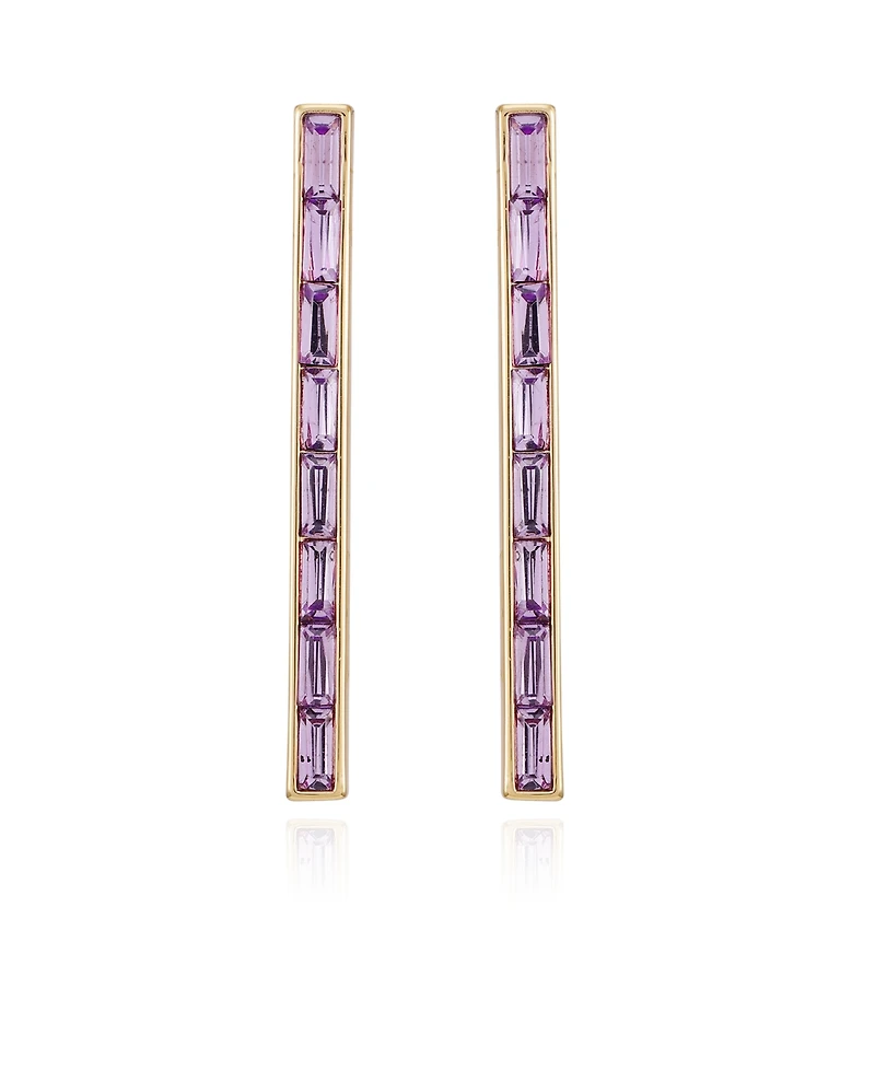 Vince Camuto Gold-Tone Glass Stone Baguette Stick Drop Earrings