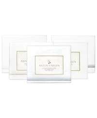 Aston and Arden Sateen California King Sheet Set, 1 Flat Sheet, Fitted 2 Pillowcases, 600 Thread Count, Cotton, Pristine White with Fi