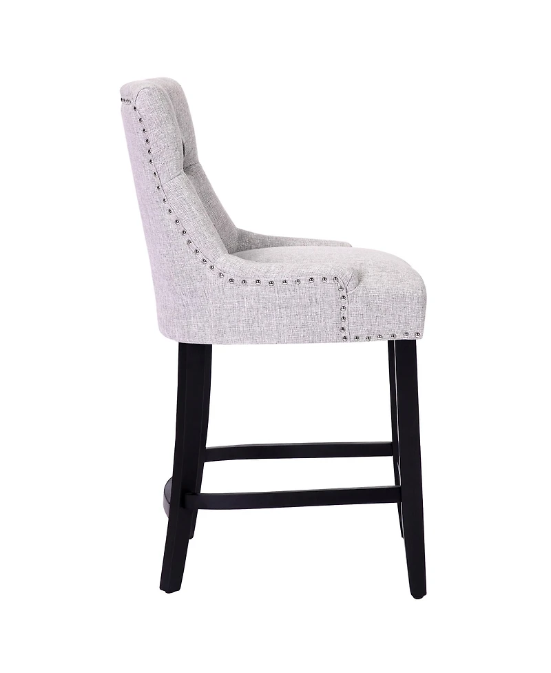 24" Linen Tufted Buttons Upholstered Wingback Counter Stool (Set of 2)