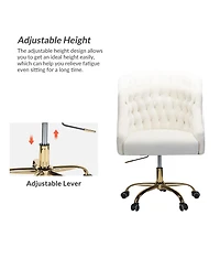 Hulala Home Modern Cute Velvet Desk Chair with Gold Base for Living Room,Bedroom