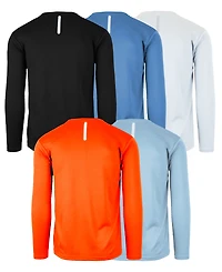 Galaxy By Harvic Men's Long Sleeve Moisture-Wicking Performance Crew Neck Tee - Pack