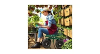 Garden Rolling Workseat with Swivel Seat and Adjustable Height Comfortable Mobile Tool for Outdoor Tasks